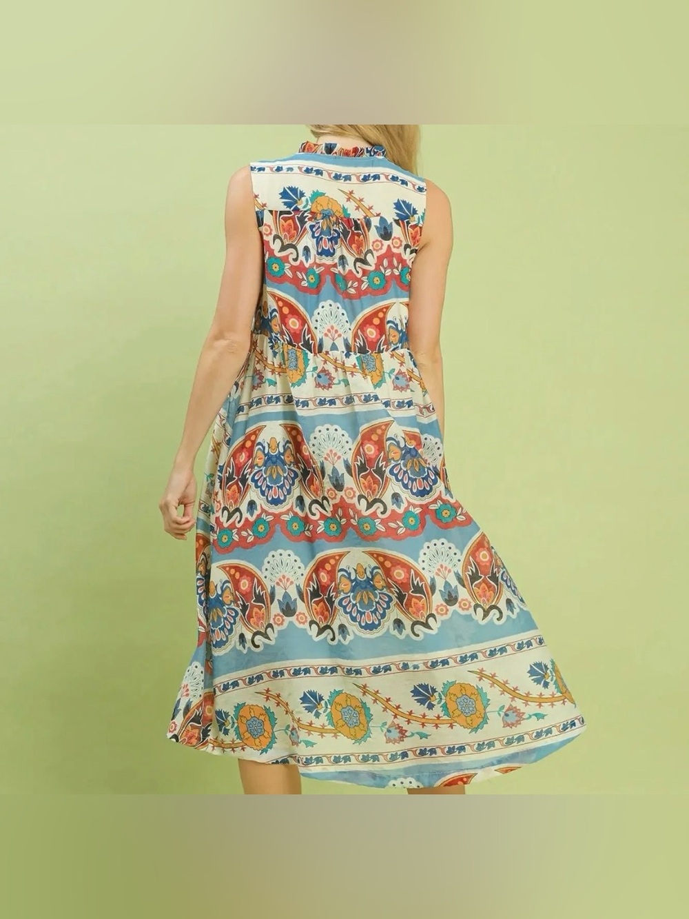 Umgee Colorful Paisley Midi Dress Boho Floral Romantic Enchanted Viscose Whimsy - Picture 5 of 14